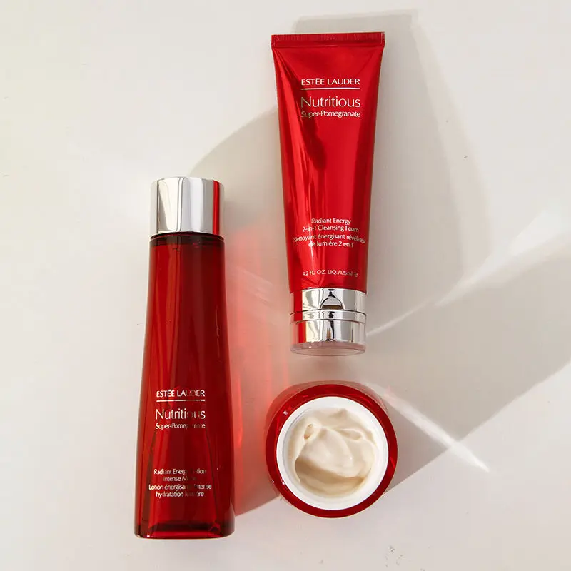 Фото Estee Lauder 3 шт. супер питательный гранатовый Сияющий энергетический набор Membersihkan пенопластовый лосьон ночной крем/Маска Детокс светящийся ухо... №4