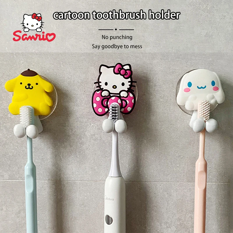 

Креативная полка Sanrio Kuromi Hello Kitty My Melody, полка для электрической зубной щетки, полка для хранения без пробивания отверстий, прочный многоразов...