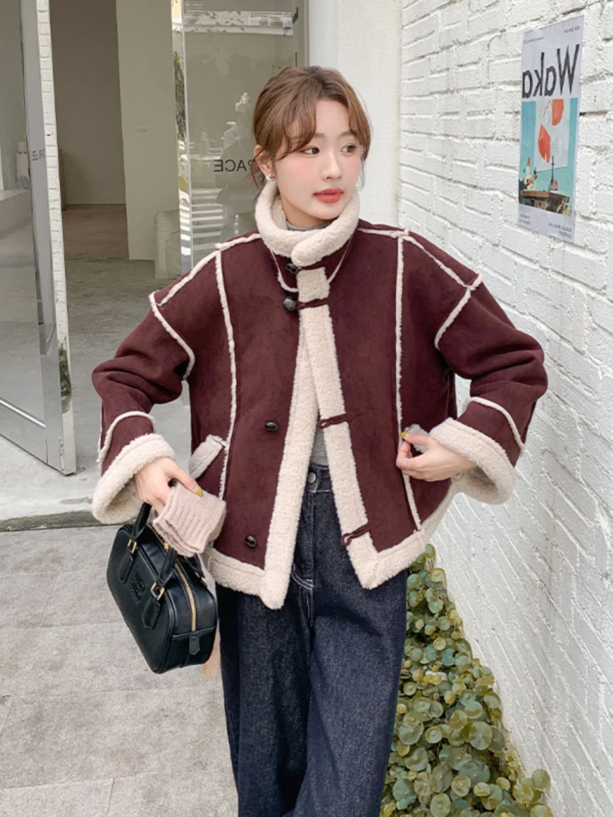 Красные супермодные европейские товары меховая интегрированная верхняя одежда