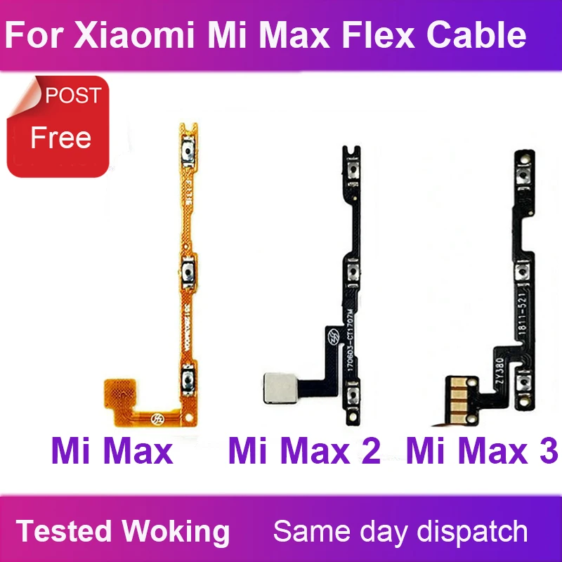 

100% Working Power Button On / Off Volume Mute Switch Button Flex Cable For Xiaomi Mi Max 2 3 Max2 Max3