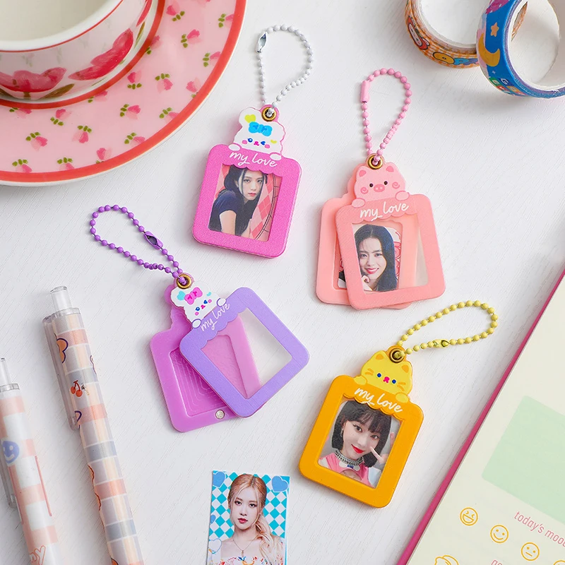 

Симпатичный брелок с фоторамкой Ins акриловый кулон украшение для удостоверения личности фотокарты защитный чехол держатель для ключей кан...