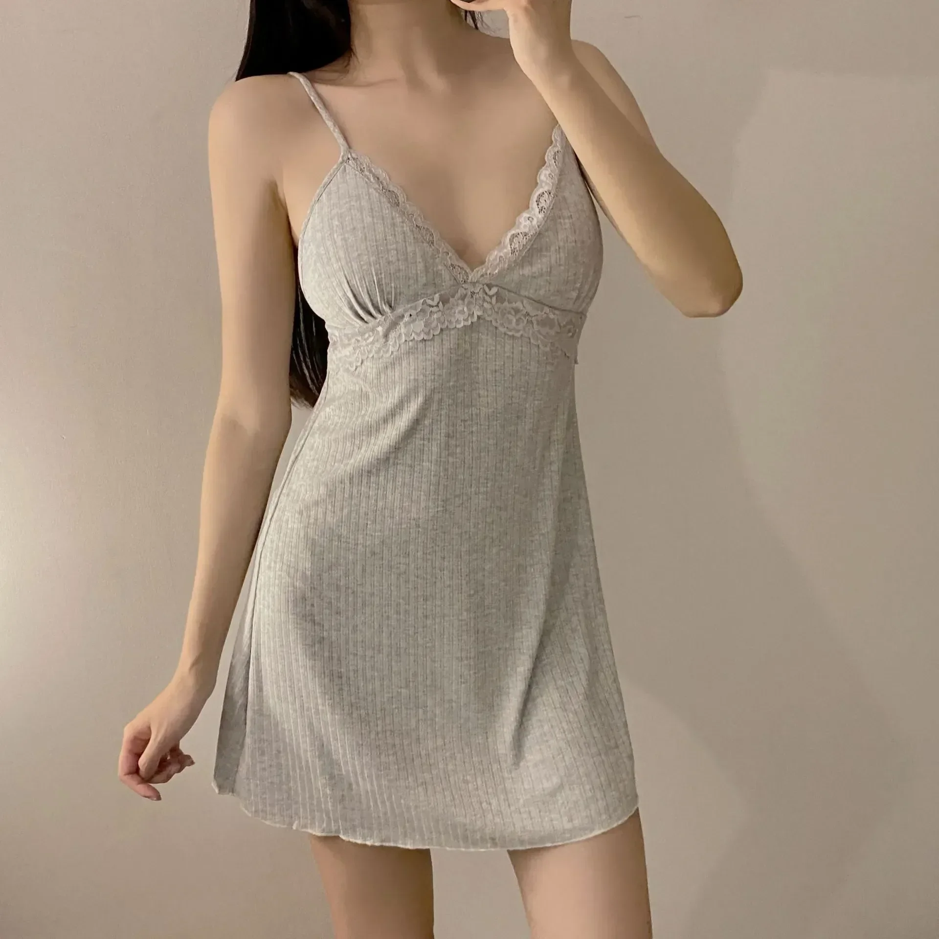 

for Mini Gown Loungewear Sleepwear Spaghetti Sexy Chemise Nightgown Strap Dressing Modal Women Nightdress Home Summer Spring