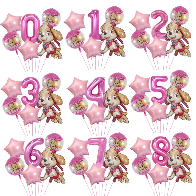 6 шт./компл. розовый воздушный шар в виде щенка из м/ф Щенячий патруль | Игрушки и