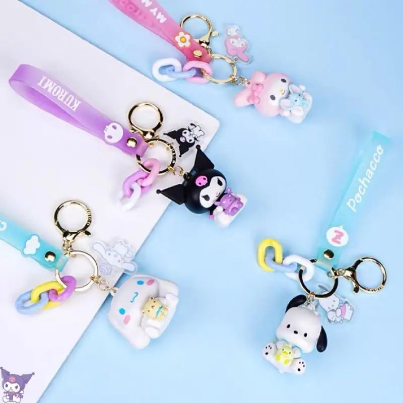 

Sanrio Kuromi Pochacco Pom Pom Purin Keychain Doll Car Key Ring Chains Bag Cartoon Figures Accessories Pendants Arcyclic Gifts