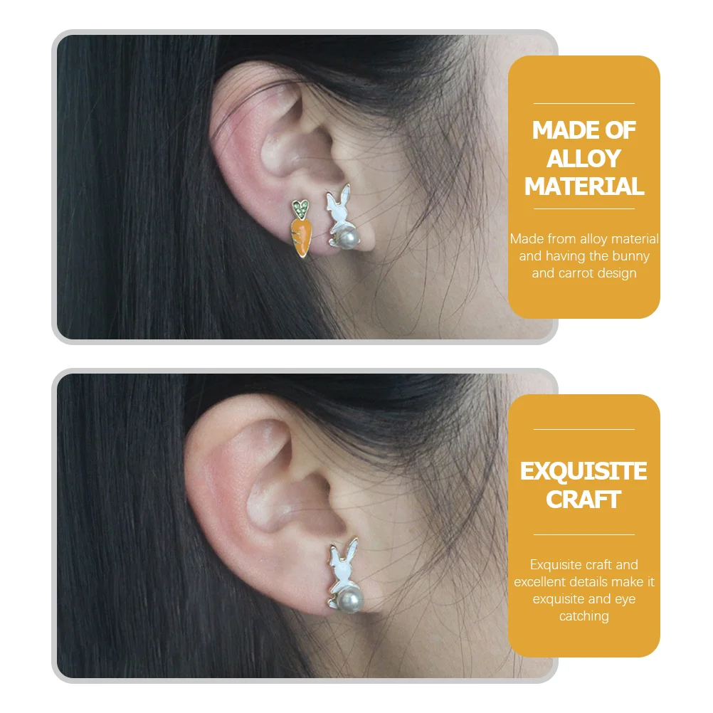 Японские и корейские серьги-морковки женские серьги-гвоздики с кроликом для