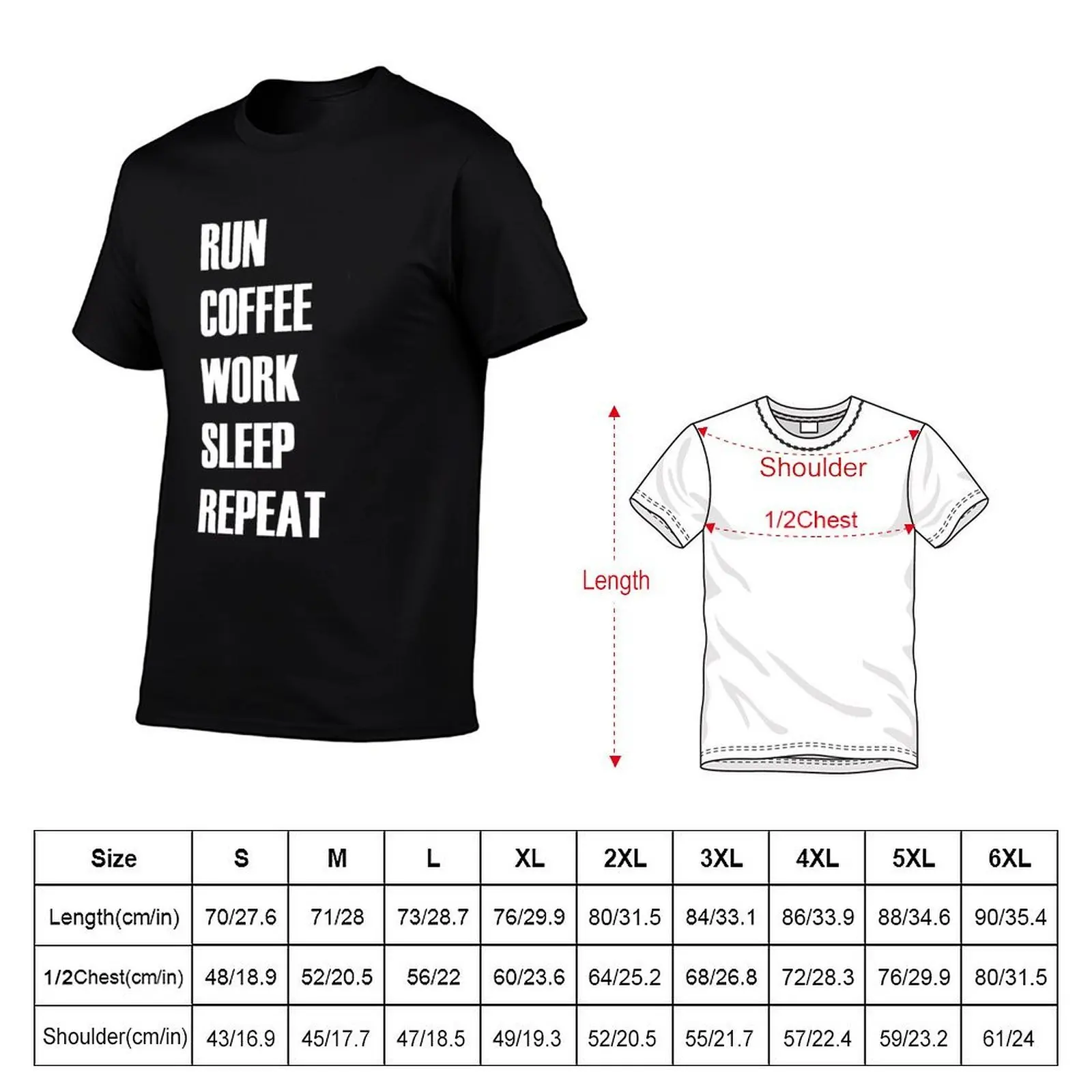 Фото Футболка RUN COFFEE WORK SLEEP REPEAT, футболка для строительных работ №2