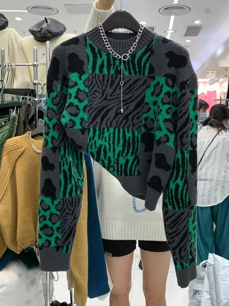 2024 зимняя модная женская теплая вязаная толстовка в стиле ретро с круглым