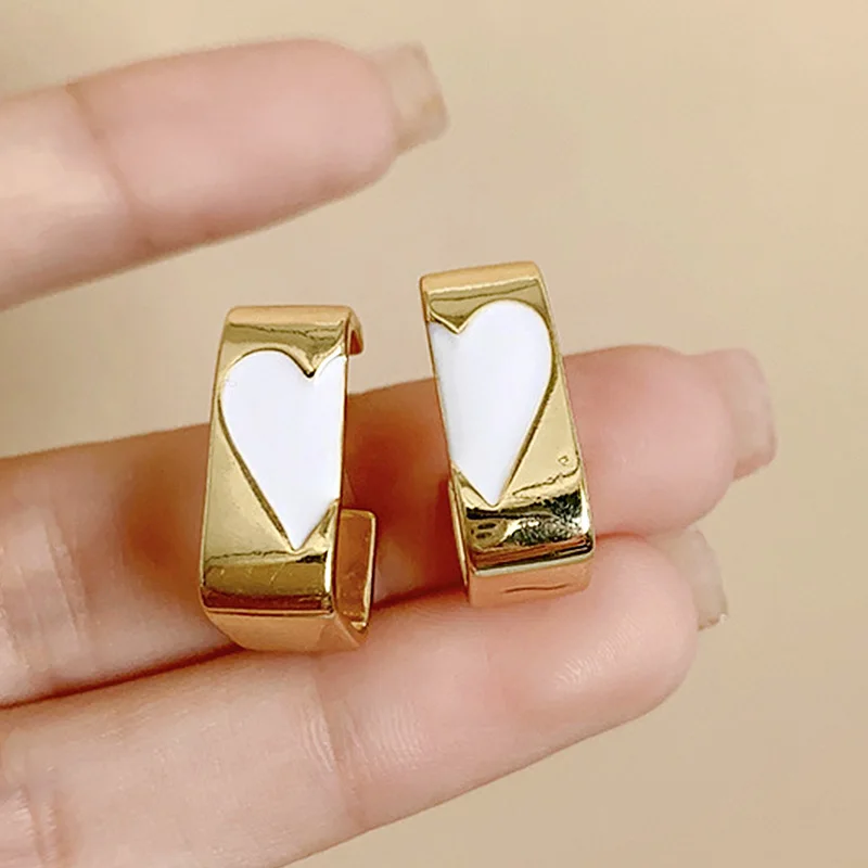 

1 pair Ins Trend Splice Heart Square Earrings Romantic Women Love Unusual Earing Gifts New Jewelry Unique Ear Stud