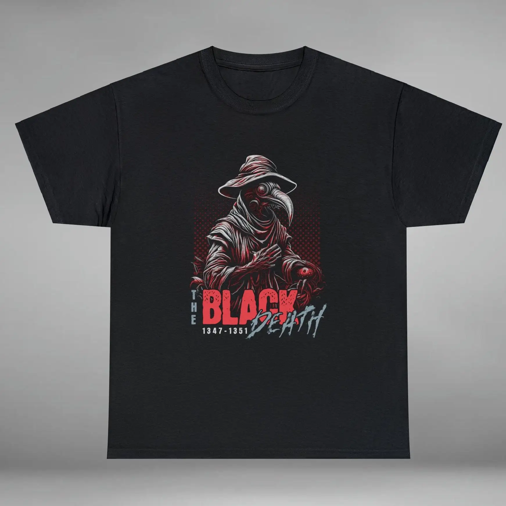 Черная маска чумы смерти унисекс Тяжелая хлопковая футболка