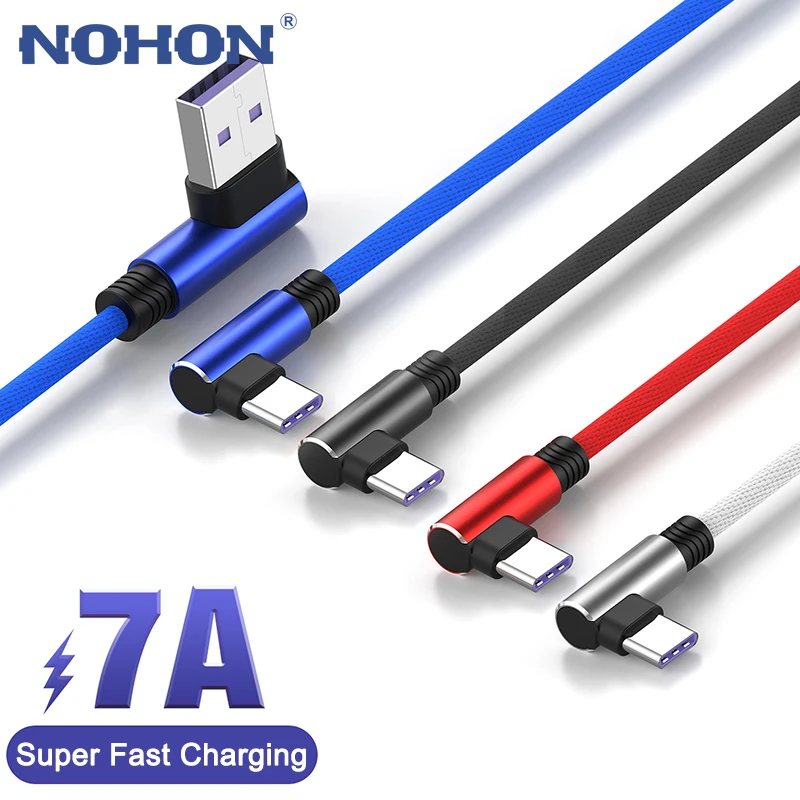 90 Degree 7A 100W USB Type C Cable For Huawei P40 P30 Pro Honor 50 Pro Realme Xiaomi 13 12 POCO Oneplus Fast Charge Data Cord 3m