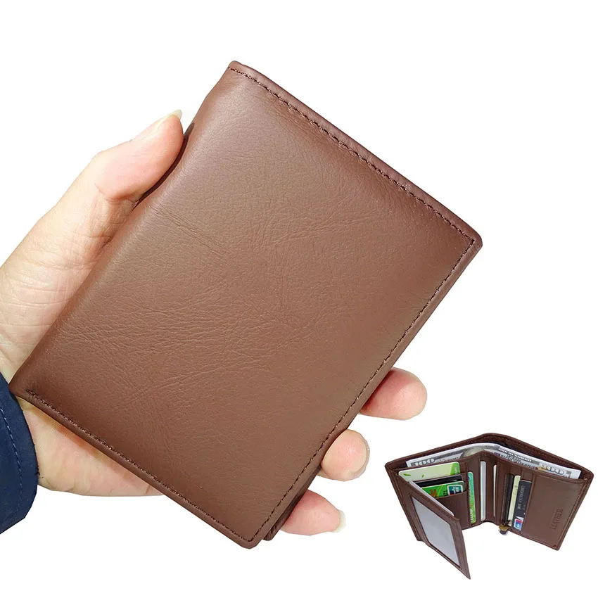 

Genuine Leather Wallets For Men Thin Short Multi Function ID Credit Card Holder Money Bag