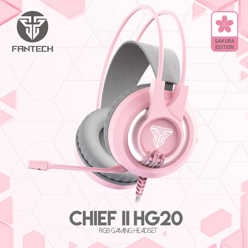 

FANTECH Sakura Edition HG20 3.5MM Plug RGB Gaming Headset Wide Sound Field Volume Adjustment Earphones With Microphone