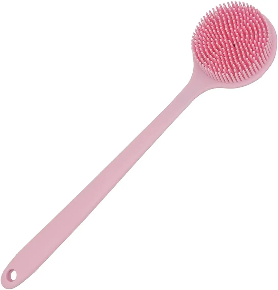 

1 шт., скребок для спины с длинной ручкой для душа - мягкая силиконовая щетка для ванны с отшелушивающей щетиной, варежка для мытья тела для мужчин/женщин