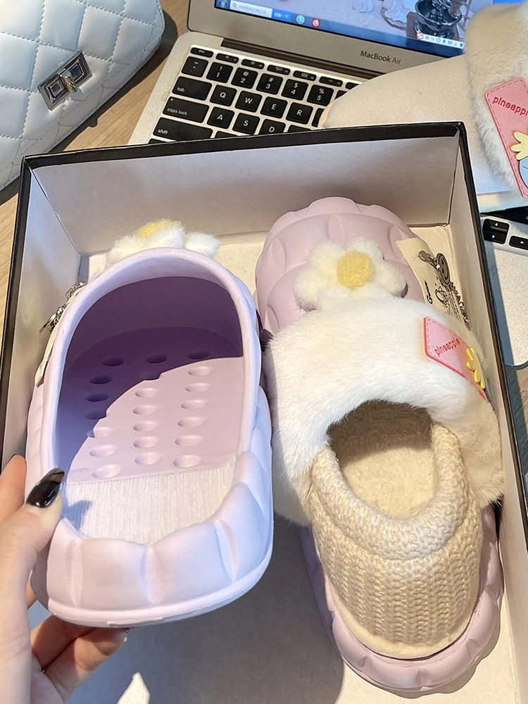 

Bread head cotton slippers women wear winter 2022 new platform bottom plush warm snow boots women