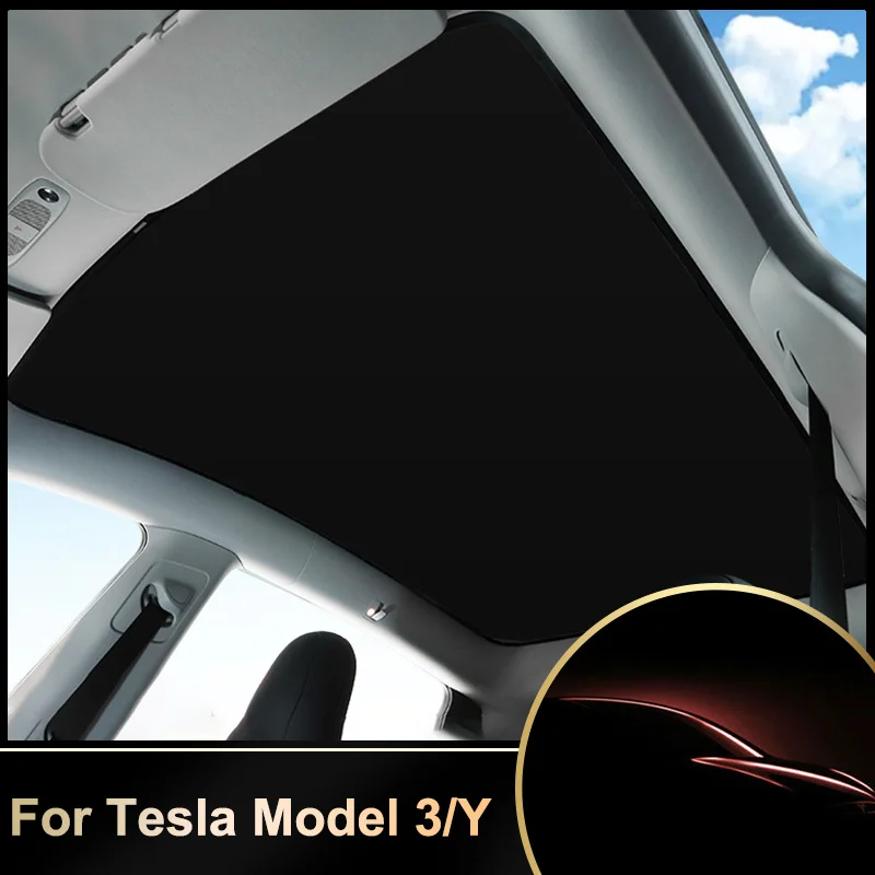 

For Tesla Model Y 2022 Upgrade Sun Shades Glass Roof Sunshade Accessories Roof Skylight Shades Protector Sun-Proof Collapsible