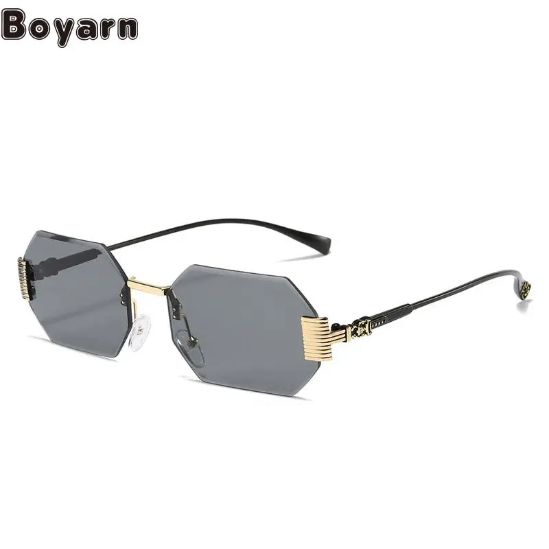 

Boyarn 2022 New Polygon Sunglasses Steampunk Personality Rimless Glasses Octagonal Rimmed Sunglasses Female