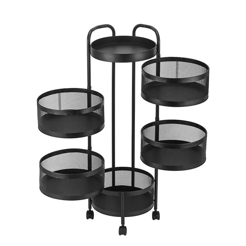 Kitchen Storage Bathroom Organizer Fruit Rack Shelves Rotating Basket Shelf Trolley Gadgets |