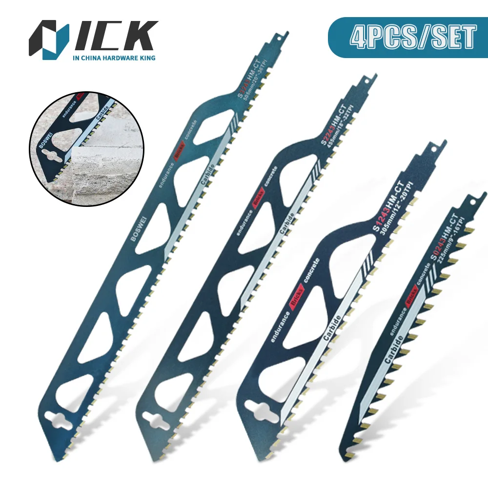 Alloy Reciprocating Saw Blade For Cutting Bubble Brick Hollow Brick S3243HM/S2243HM/S1243HM 4PC Red Brick Cutting Hand Tools