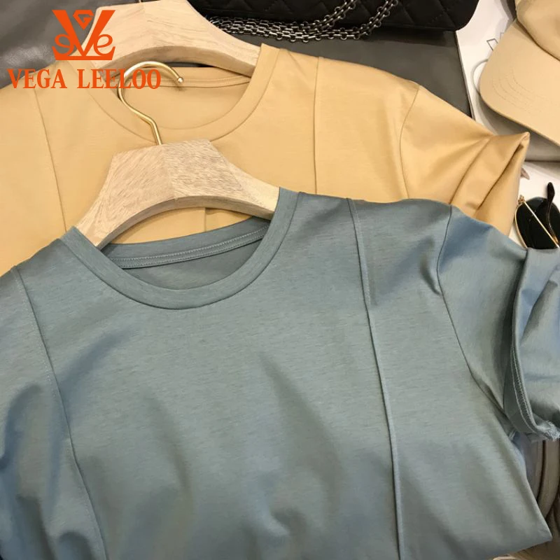 Классические однотонные футболки женские летние хлопковые модные 2022 топы