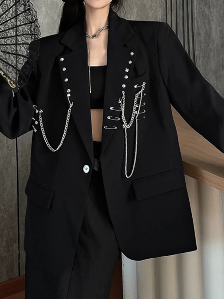 UCXQ уличная модная куртка в европейском стиле с шикарной цепочкой универсальный