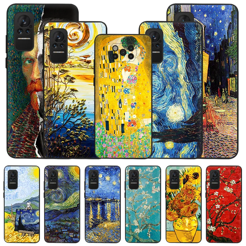 

Phone Case For Xiaomi Mi Poco X4 X3 Pro NFC M4 M3 5G F3 GT F1 A2 8 9 Lite 9t Van Gogh Oil Starry Night Soft Black Silicon Cover