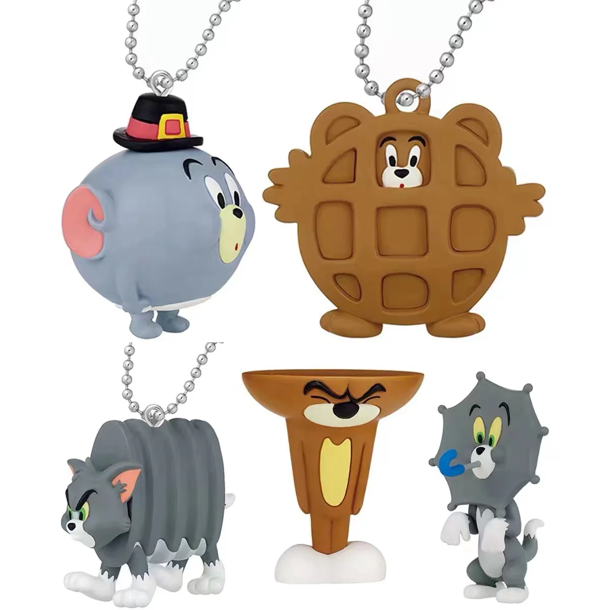 

5pcs/lot Disney Funny Tom cat and Jerry mouse figure PVC statue collection model home decoration Key Chain Pendant kids gift toy