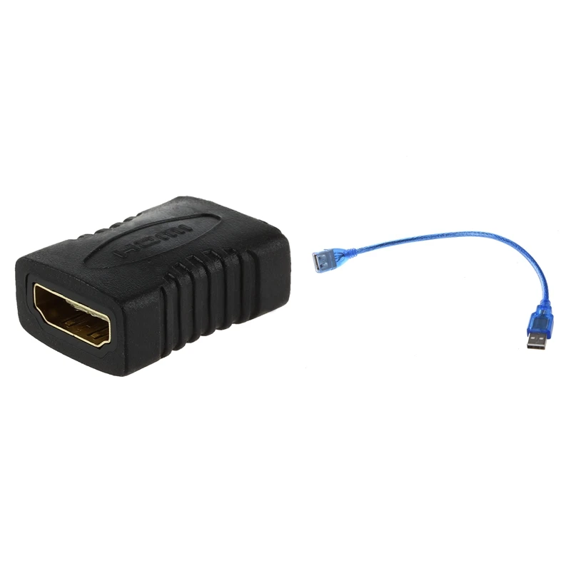 

1 шт. Переходник HDMI F/F Женский и 1 шт. 30 см синий Удлинительный Кабель USB 2,0 Шнур