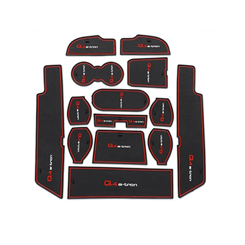 

14pcs For Audi Q4 E-tron Car Styling Interior Anti-Slip Mat Cup Holder Mat Door Groove Pad Cushion Rubber Mat Accessories