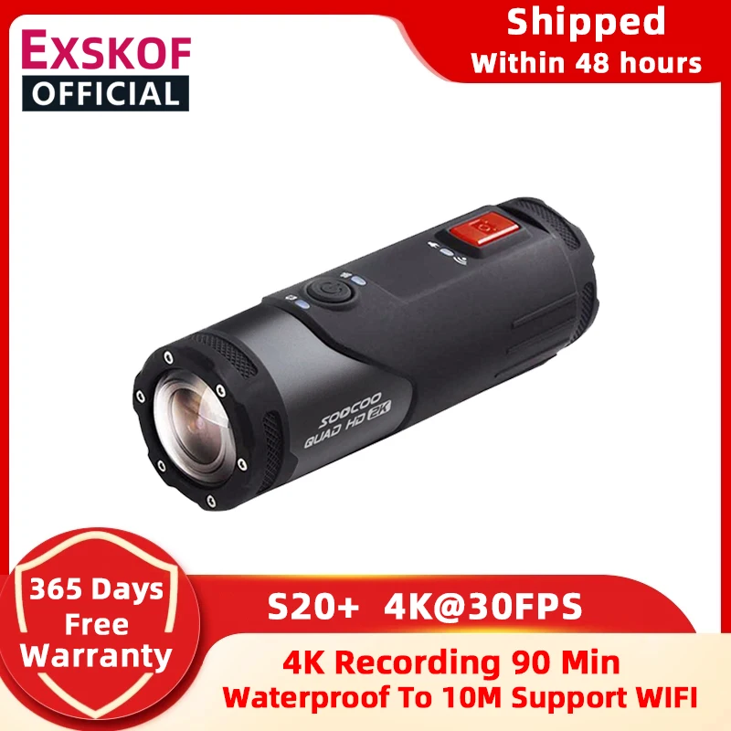 

Экшн-камера EXSKOF, 4K, 30 кадров/с, Wi-Fi, угол обзора 170 градусов