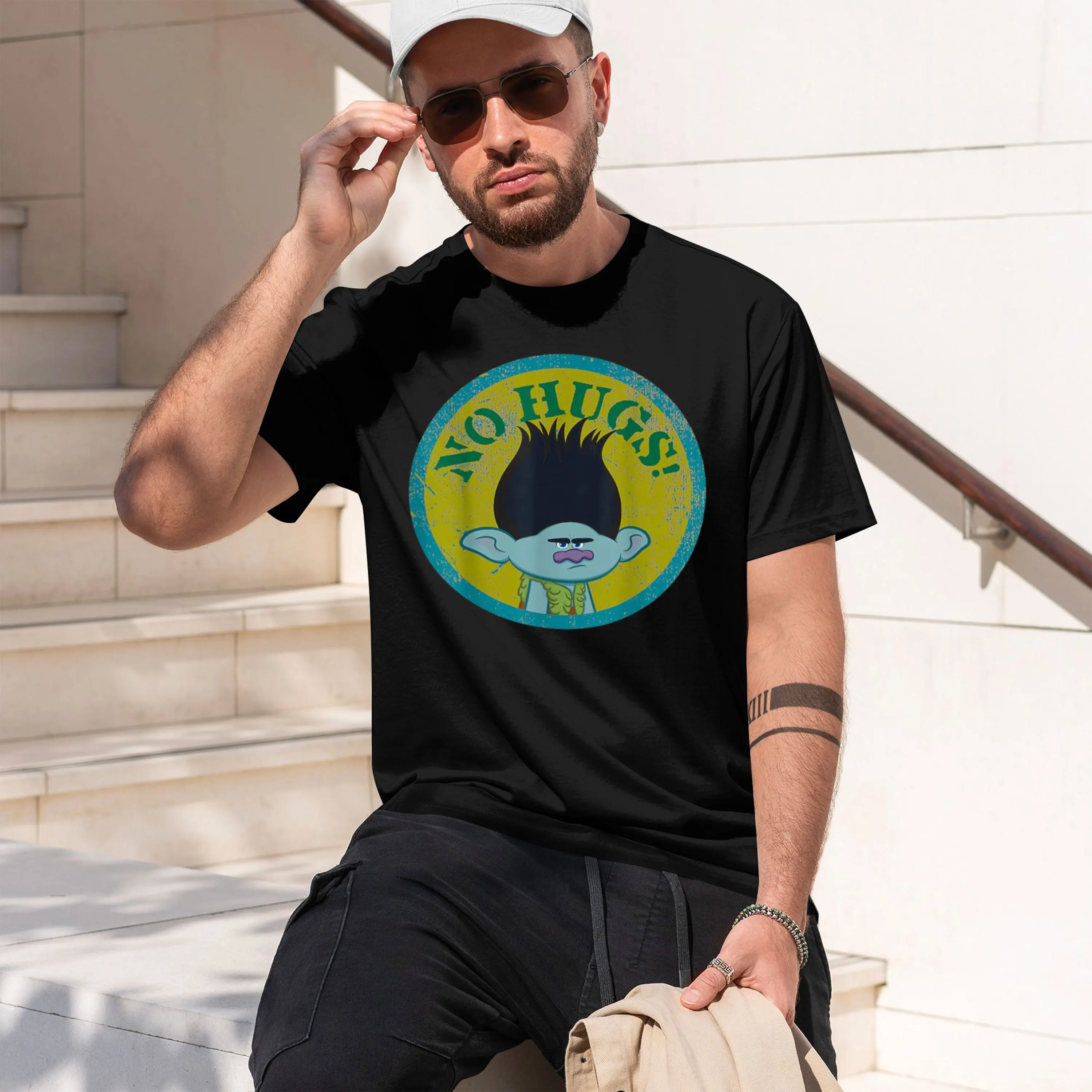 Фото Эмс Троллс Нет С! Футболка Bran T-Shirt, летняя, с коротким рукавом, дышащая, отводящая влагу, универсальная модная футболка для повседневного сезона, унисекс. №1