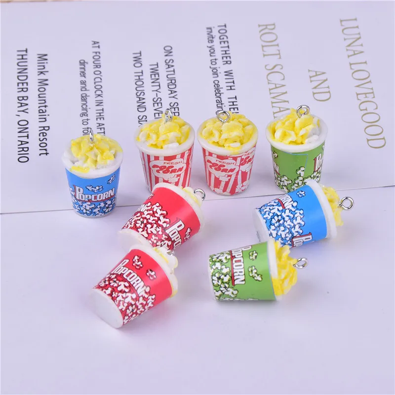Смешанный цвет 10шт/упаковка 3D кукуруза попкорна пластиковые подвески для сережек, брелоков, ожерелий, подвесок, ювелирных изделий, для поиска телефонного шнура DIY.