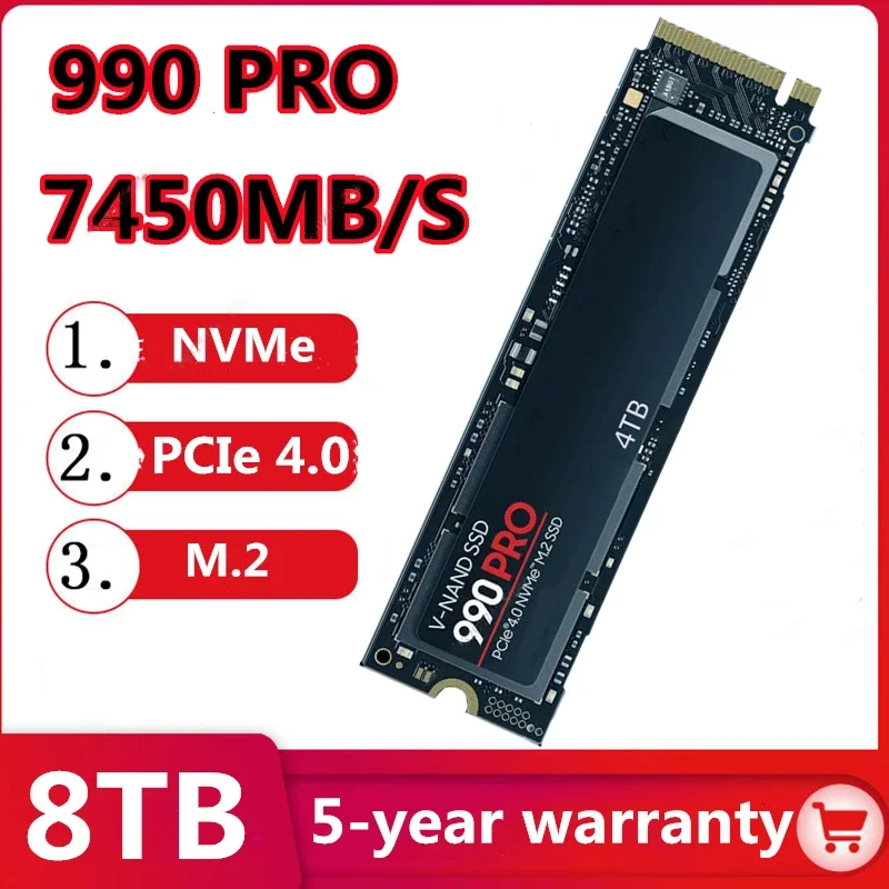 Новый внутренний твердотельный диск 990PRO SSD 8 ТБ 4 2 1 M2 2280 PCIe Gen 0 X NVMe для PlayStation
