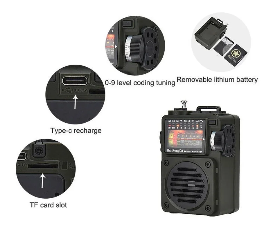 Портативный полнодиапазонный радиовещательный мультимедийный музыкальный