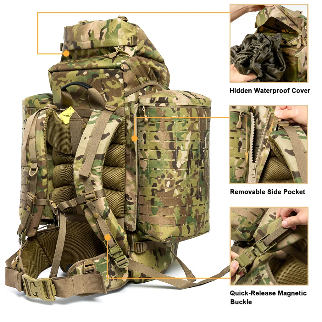 Фото Военный тактический модульный рюкзак AKmax PLCE Pro 120L — армейский рюкзак MOLLE с лазерной резкой, готовый к гидратации №3