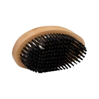 beard brush with curved beech wood handle and nylon knots for mens facial styling for cleaning tools