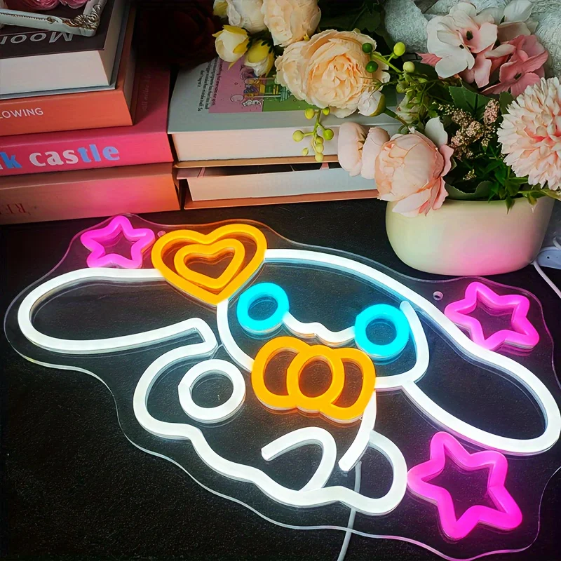 Sanrio Cinnamoroll светодиодная неоновая вывеска милый мультяшный многоцветный