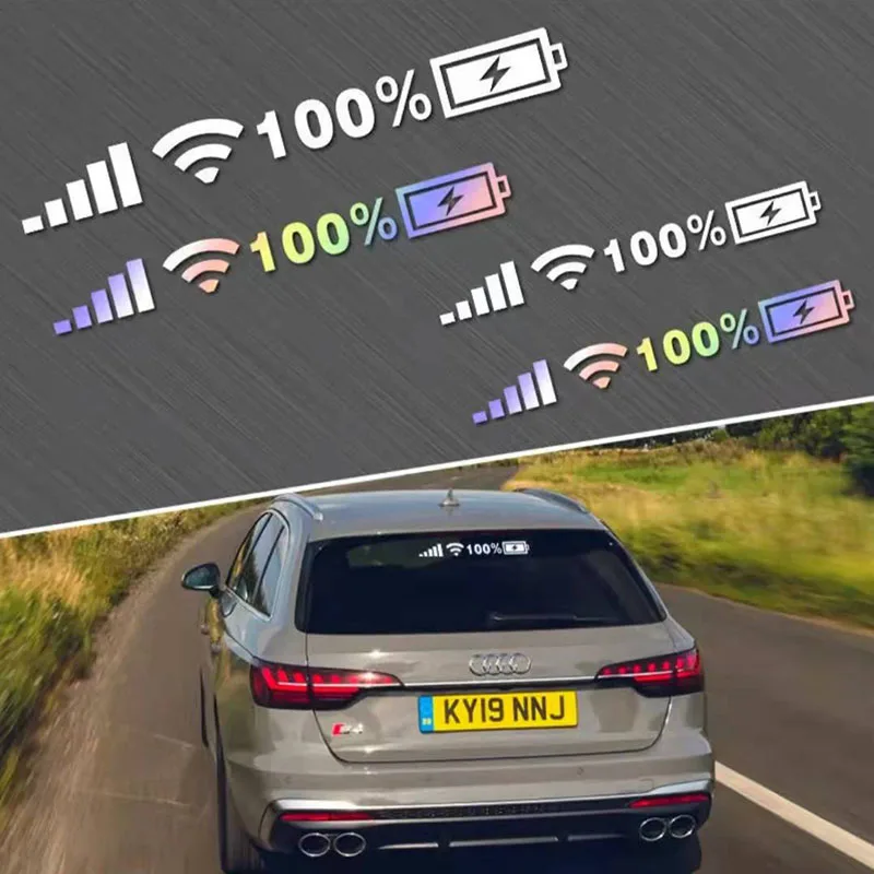 

Car Stickers Personality Battery Wifi Battery Level Mark Car Vinyl Sticker Decals Battery Signal Full Grid Creative Sticker 2022