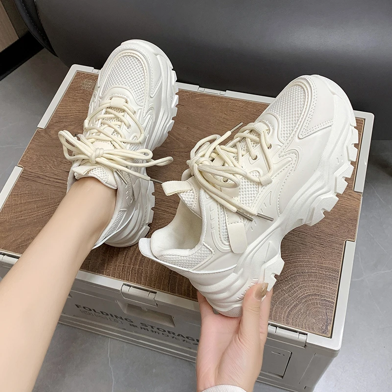 

Дышащие кроссовки для бега на толстой подошве, однотонные