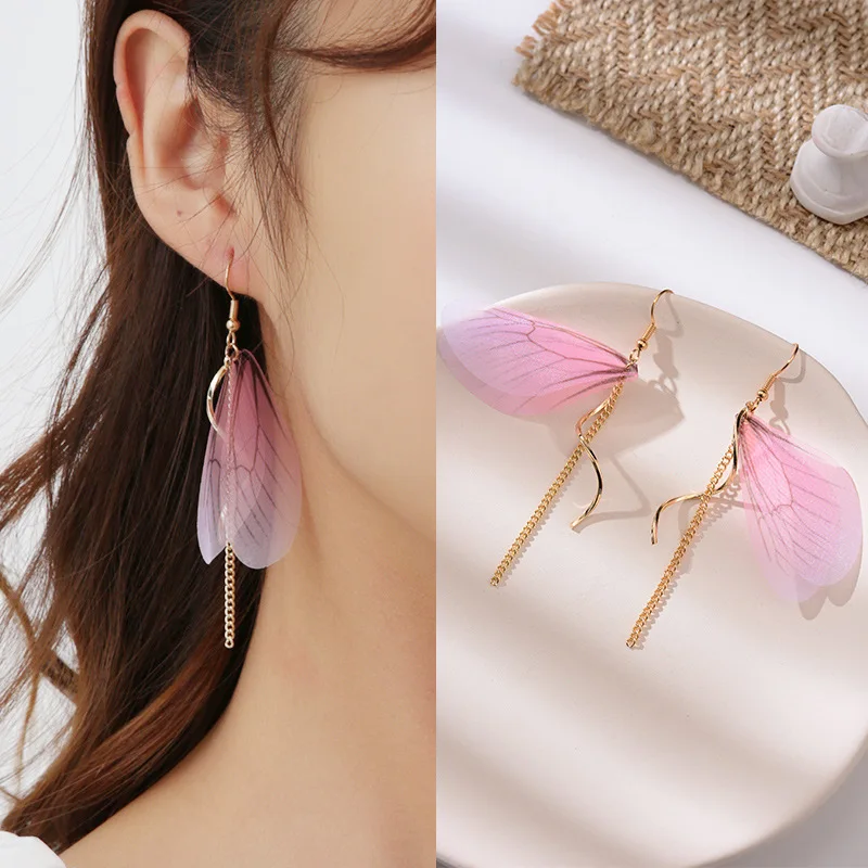 

The new wings of butterfly wings earrings temperament butterfly fairy ear hook earrings dream jewelry earring