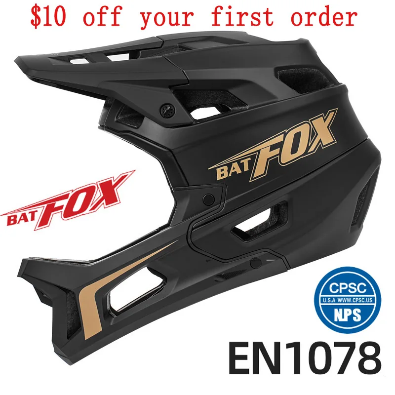 BATFOX-casco de seguridad para bicicleta de montaña, protector de cara completa para...