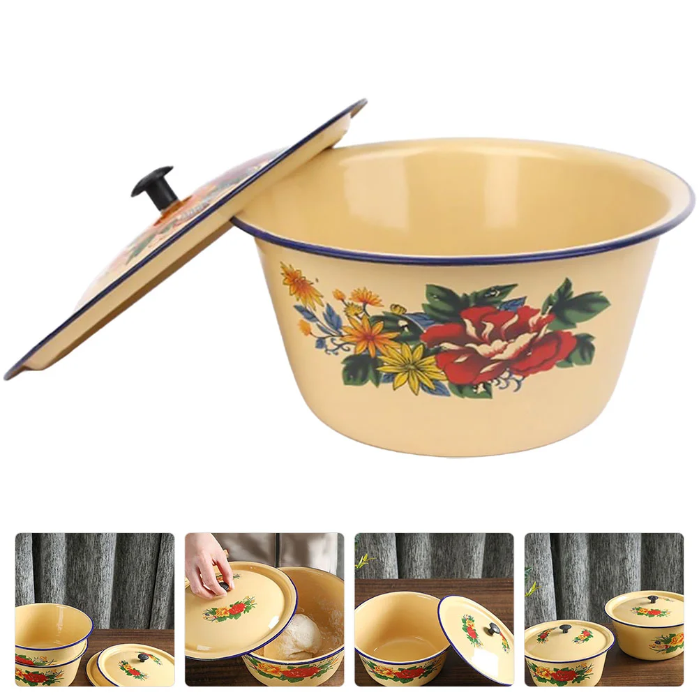

Kneading Dough Bowl Mixing Bowl Basin Lard Oil Container Soup Bowl Home Enamelware Lard Oil Basin