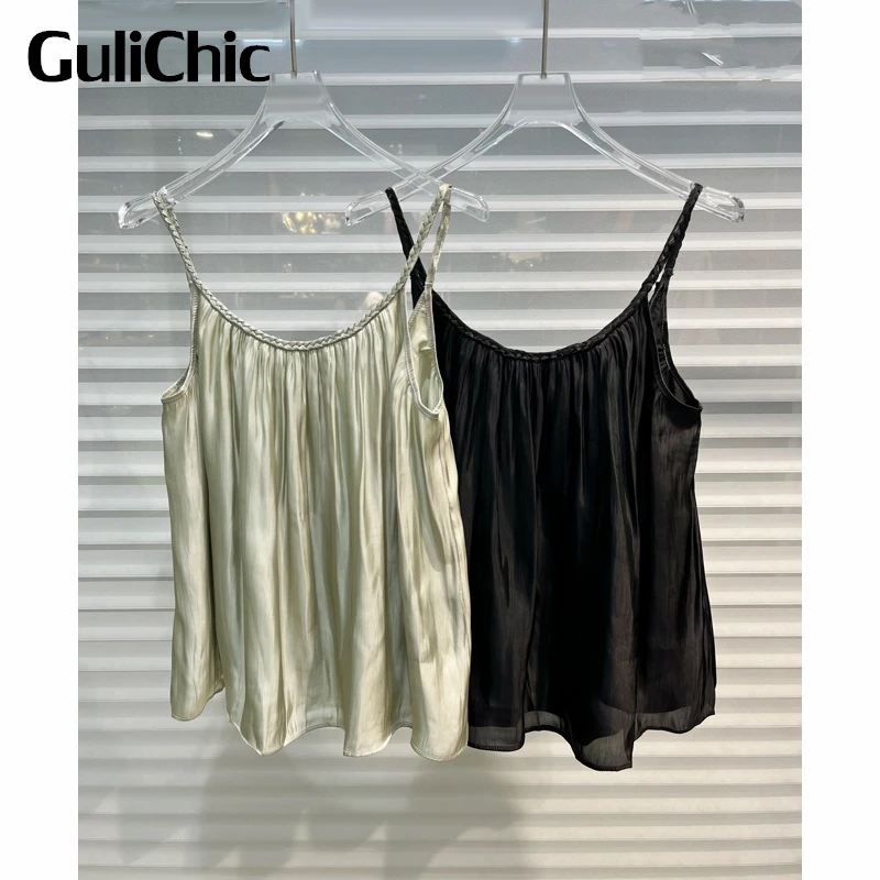 

7.14 GuliChic Women Casual Fashion Backless Braided Spaghetti Strap Loose Tank Top