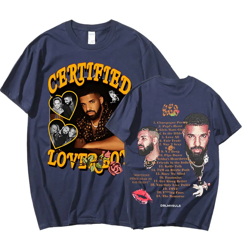 

Certified Lover Boy Album Double Sided Print Tshirt Hip Hop Rapper Drake Boys Tees Men Women Fashion Casual Short Sleeve T Shirt