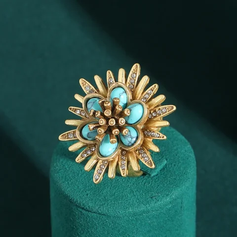 LOVE GREEN LIVE GREEN Кольца с цветком из меди для женщин