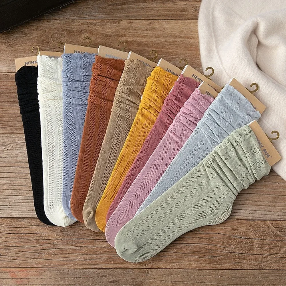 Женские ажурные белые носки до щиколотки модные летние сетчатые тонкие дышащие