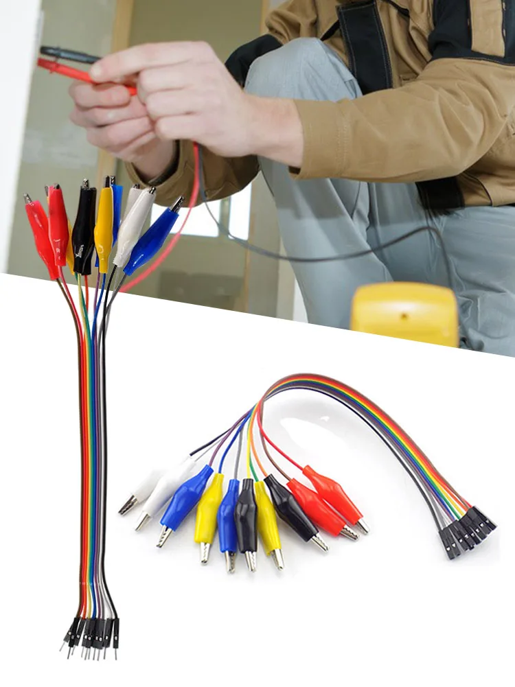 

2 In 1 Double-end Alligator Clips Jumper Wire 30cm 10pin Crocodile Clip to Male Female Jumper Test Lead Cable DIY Connection