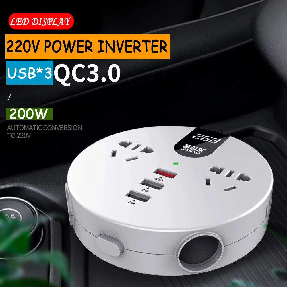 

inversor de coche Pure Sine Wave Inverter 12V to 220V Car Charger DC AC Converter USB Ports 300W Voltage Transformer for RV