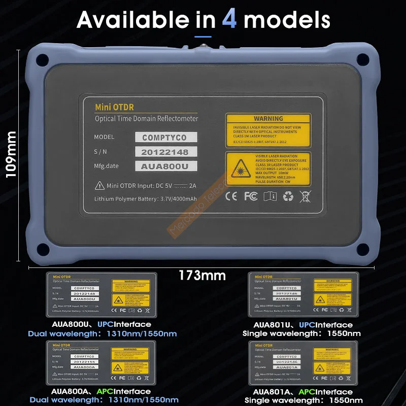 Ceny 12 W 1 100KM MINi OTDR 1310/1550nm 26/24dB światłowód Reflektometr Ekran Dotykowy VFL OLS OPM Mapa Zdarzeń Kabel Ethernet Tester
