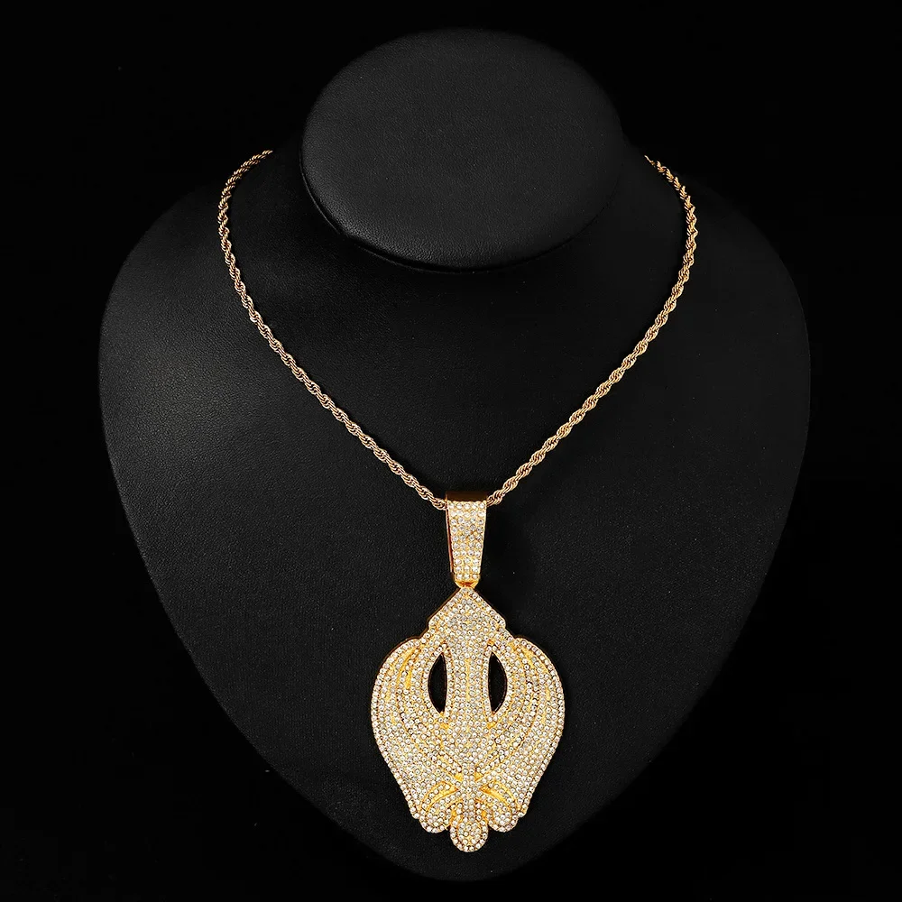 Ожерелье из сплава в стиле хип-хоп с бриллиантами и резьбой по лицу уникальное