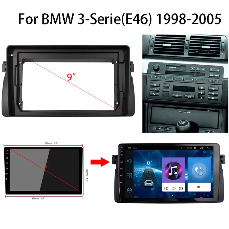 

2 Din 9 "Автомобильный адаптер рамы для Bmw 3 серии E46 M3 1998-2005 Android автомобильный радиоприемник Dask комплект Fascia автомобильный радиоприемник
